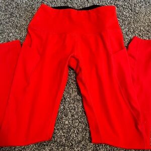 Red leggings with pockets